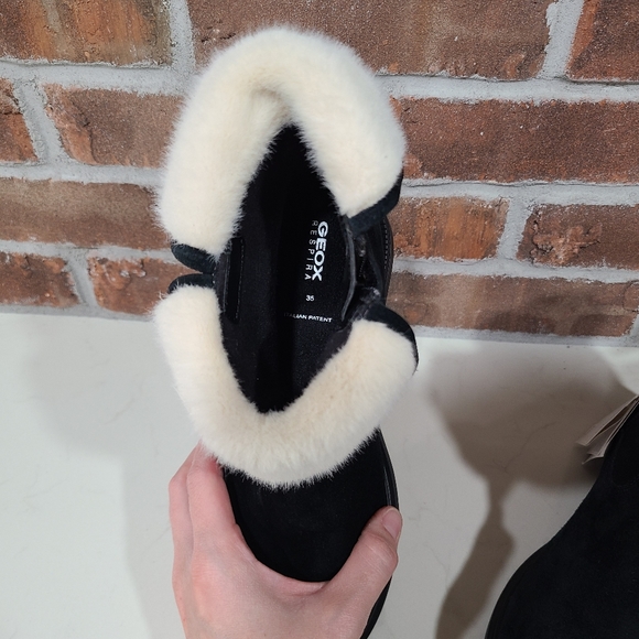 Geox Respira Italian Patent Faux Fur Girls Suede Boots EU 35 US 3.5 - Picture 4 of 7